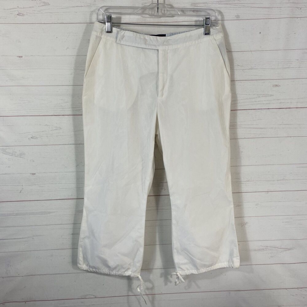Vtg Tommy by Tommy Hilfiger Womens Mesh Crop Pants Sz 29 White Lined 29x21